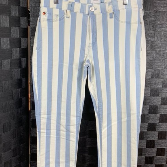 Hudson Krista Super Skinny Jeans, size 32, Blue/white stripe - Picture 1 of 3
